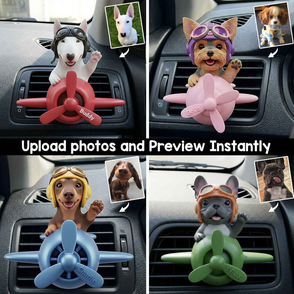 Any Photo Flying Airplane - Personalized Dog Shaped Car Visor Clip