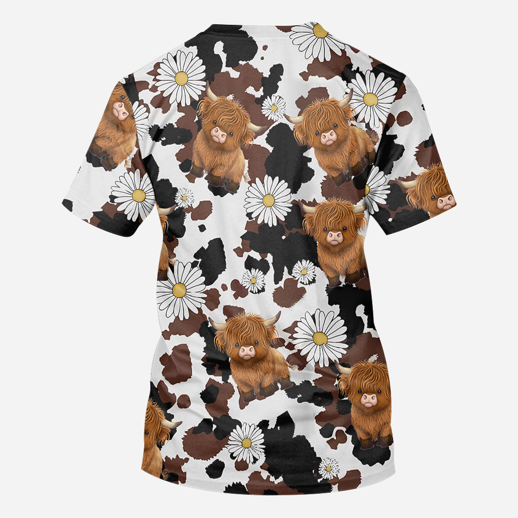 T-shirt personnalisé « Love Highland Cow » avec motif vache des Highlands