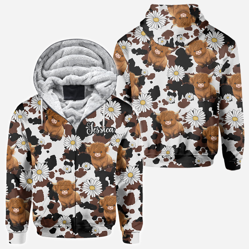 T-shirt personnalisé « Love Highland Cow » avec motif vache des Highlands