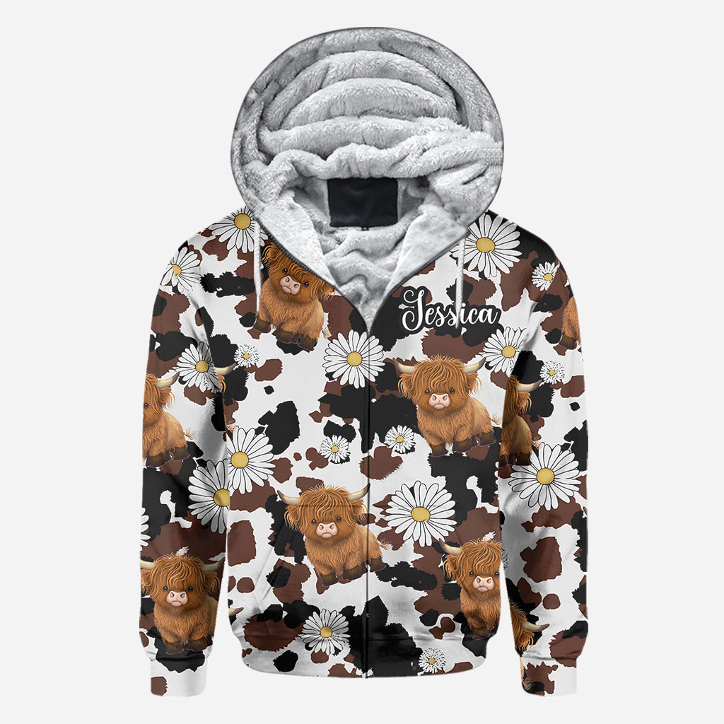 T-shirt personnalisé « Love Highland Cow » avec motif vache des Highlands