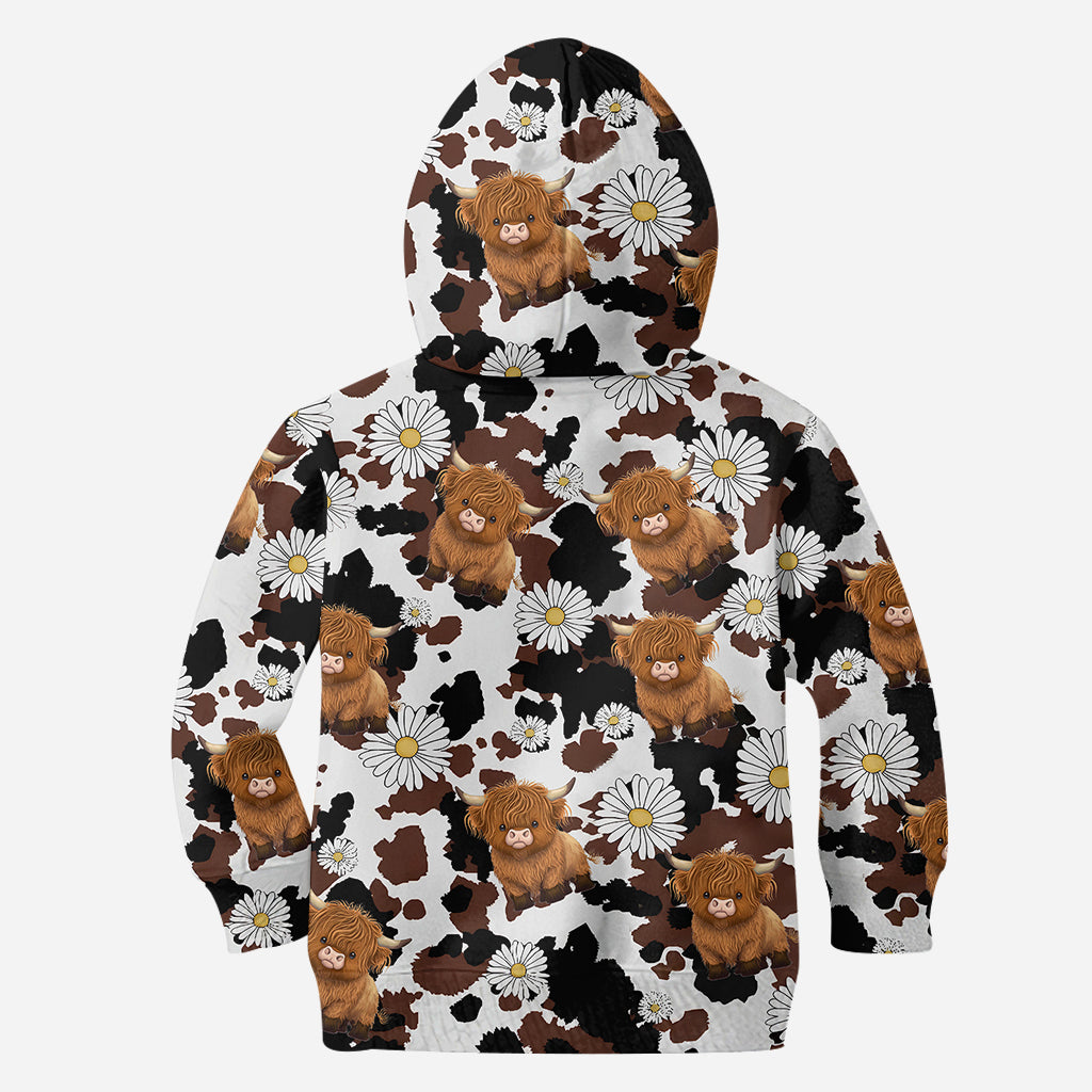 T-shirt personnalisé « Love Highland Cow » avec motif vache des Highlands