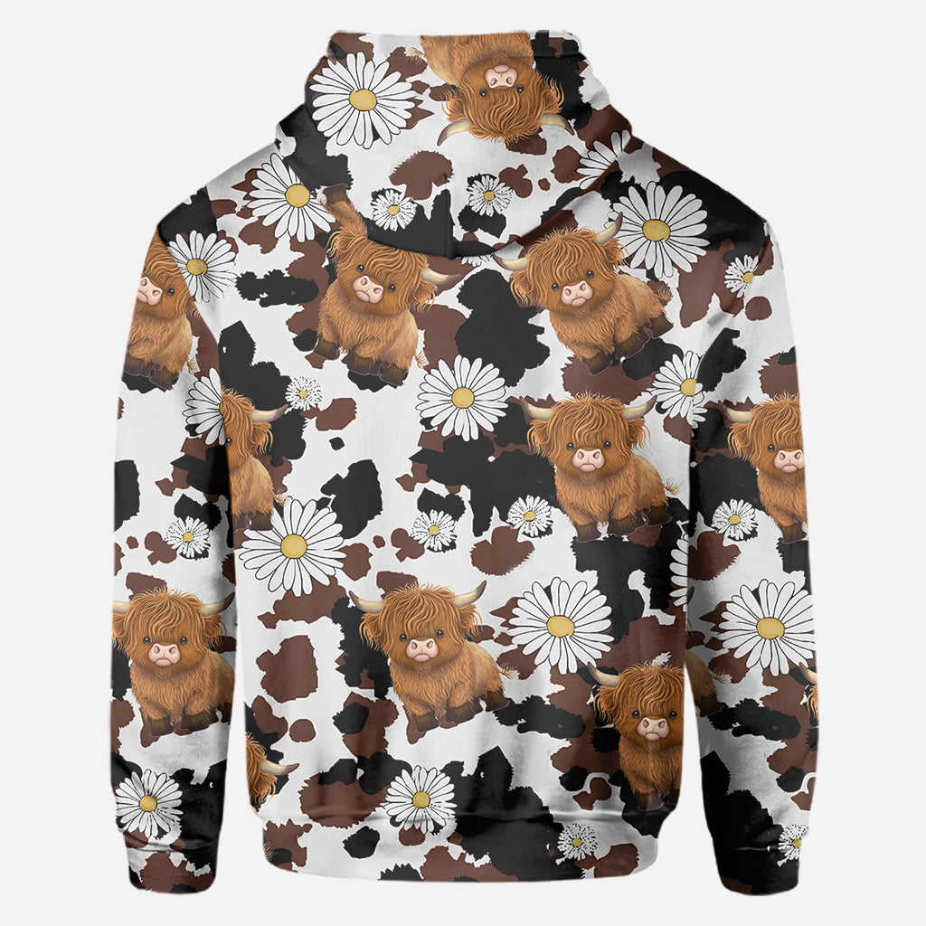 T-shirt personnalisé « Love Highland Cow » avec motif vache des Highlands