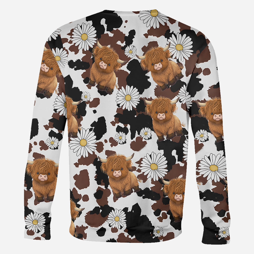 T-shirt personnalisé « Love Highland Cow » avec motif vache des Highlands