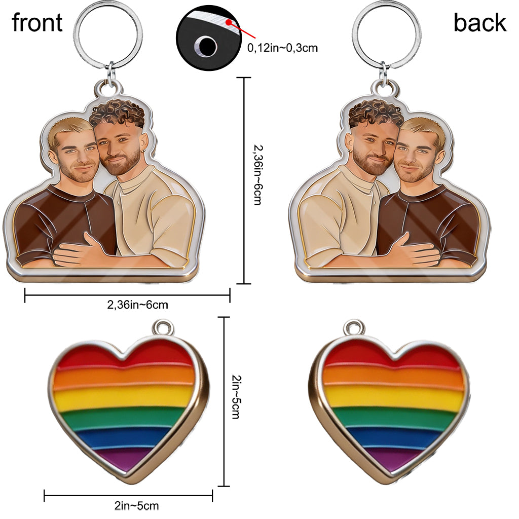 L'amour gagne - Porte-clés premium personnalisé de soutien LGBT avec charms