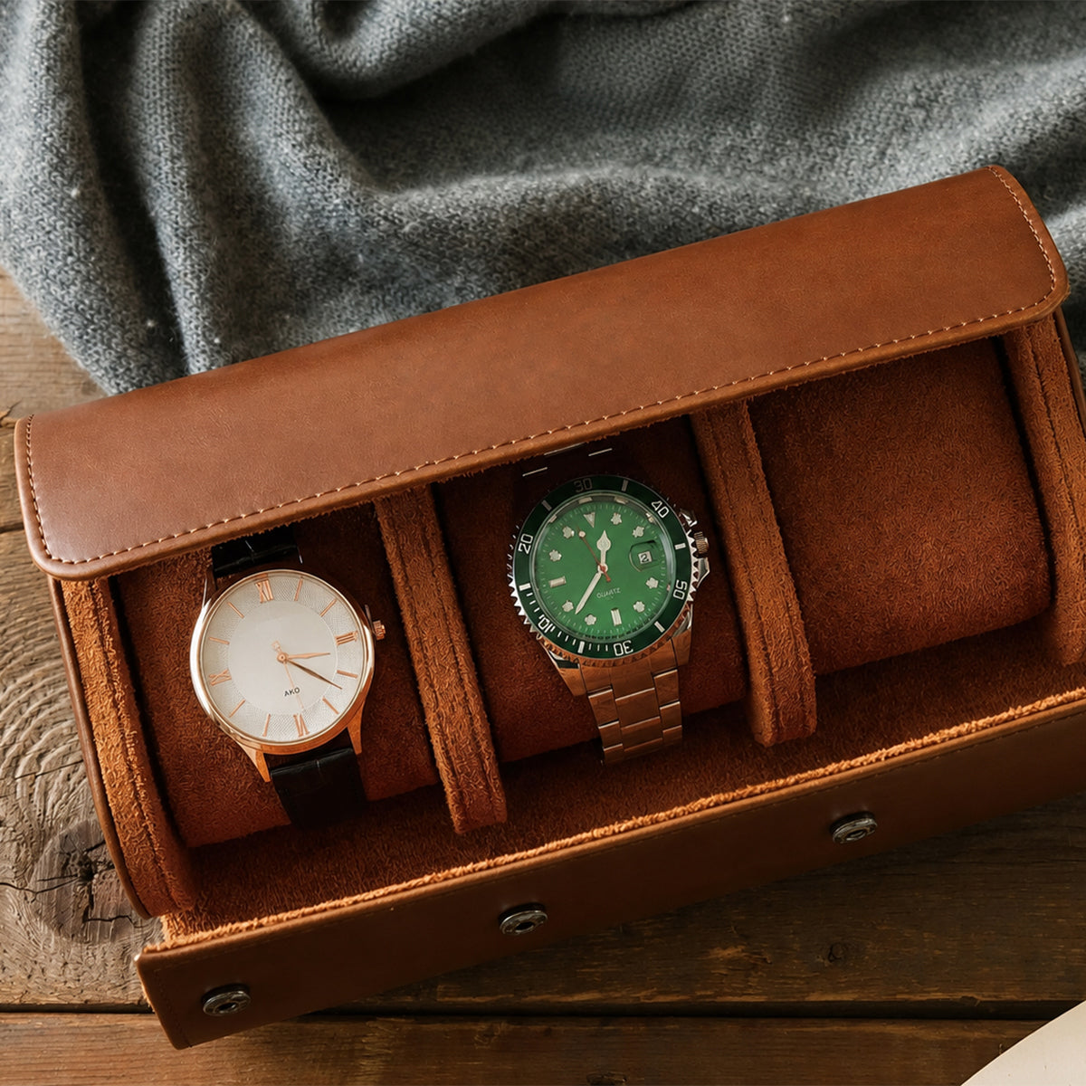 Nous vous aimons - Étui à montre en cuir personnalisé pour père