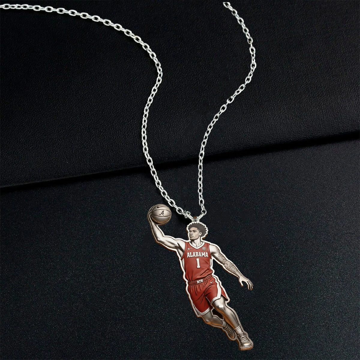 Custom From Any Photo - Personalized Basketball Shaped Metal Pendant Necklace