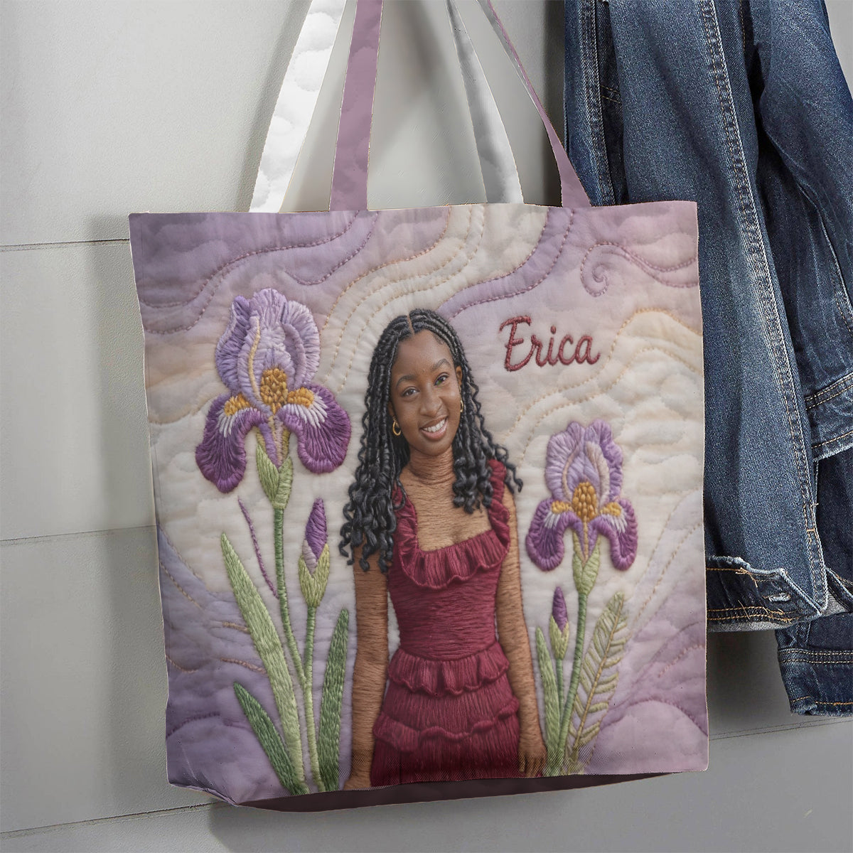 Sac fourre-tout matelassé personnalisé avec photo de naissance - Sac fourre-tout matelassé « Amour de soi »