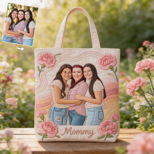 Custom Any Photo Perfect Gift For Mom, Grandma - Personalized Mother Quilted Tote Bag