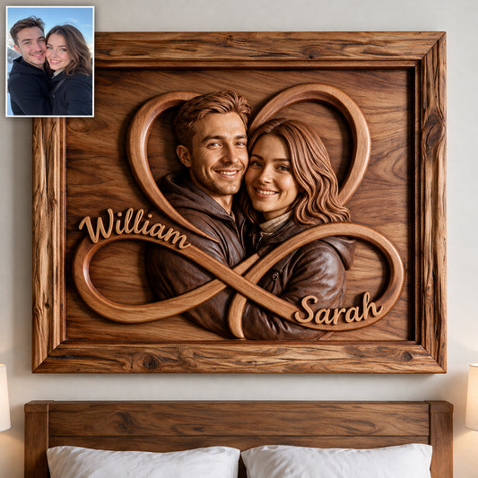 Amour Infini - Panneau en Bois Personnalisé pour Couple