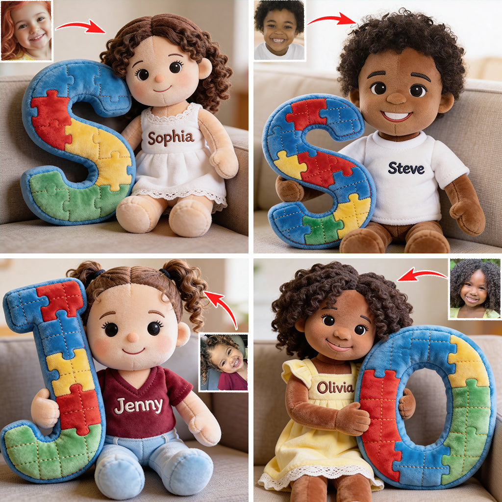 Custom Any Photo - Everyone Communicates Differently - Personalized Autism Awareness Premium Faux Fur Pillow