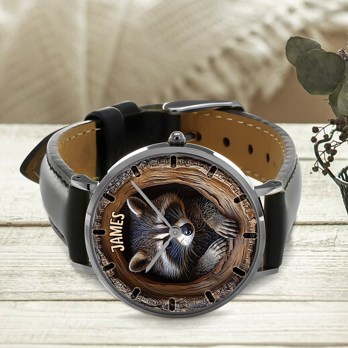 Adorable raton laveur - Montre-bracelet personnalisée raton laveur