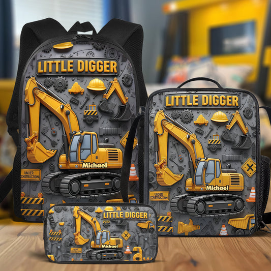 Littie Digger - Personalized Kid Backpack Lunch Bag Pencil Case Set