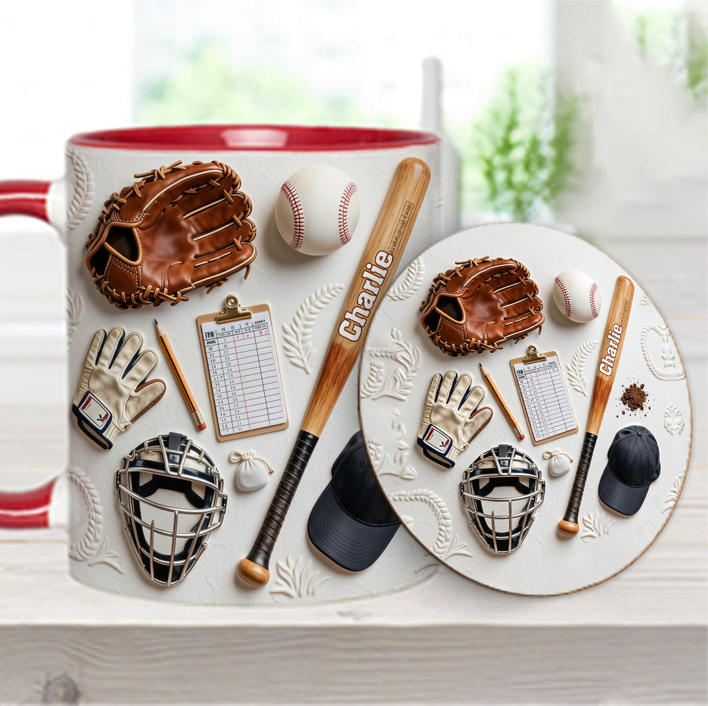 Aimez-vous le baseball ? Mug et sous-verre personnalisés sur le thème du baseball