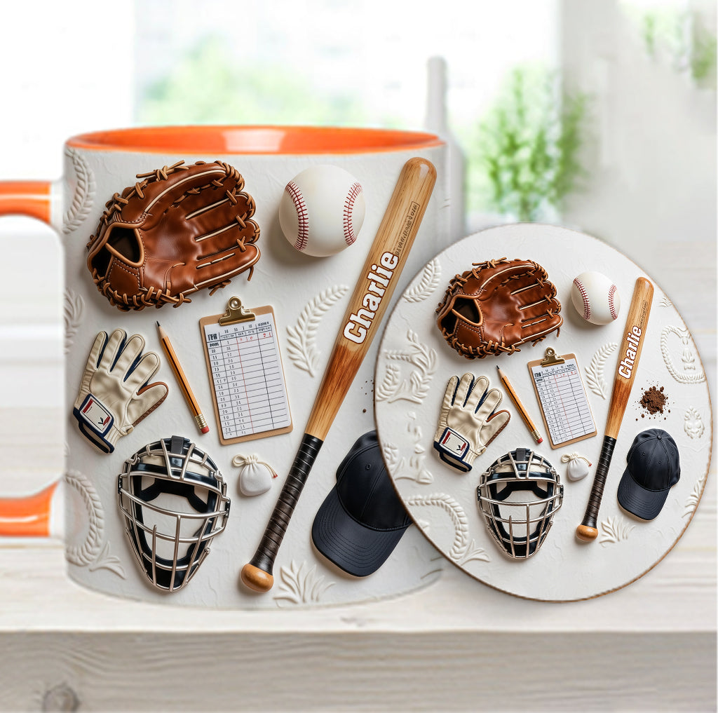 Aimez-vous le baseball ? Mug et sous-verre personnalisés sur le thème du baseball