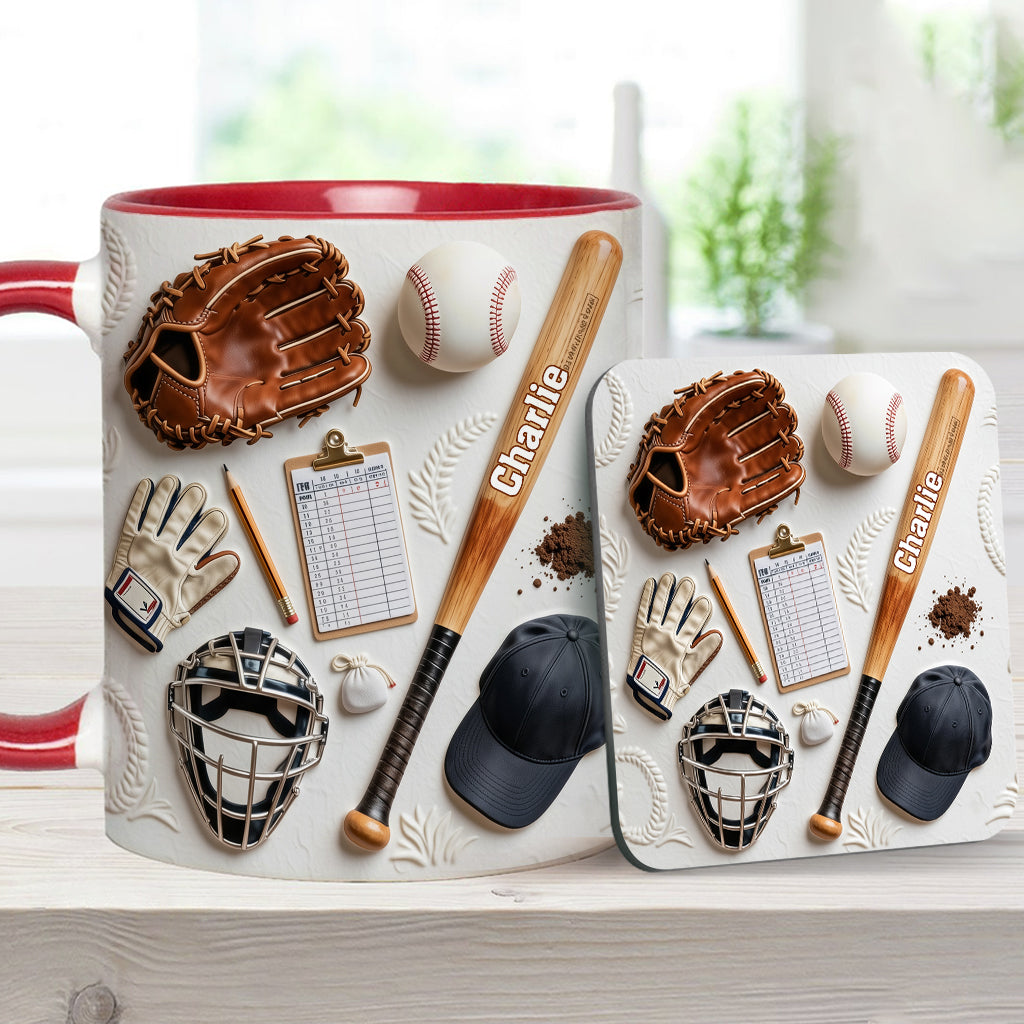 Aimez-vous le baseball ? Mug et sous-verre personnalisés sur le thème du baseball