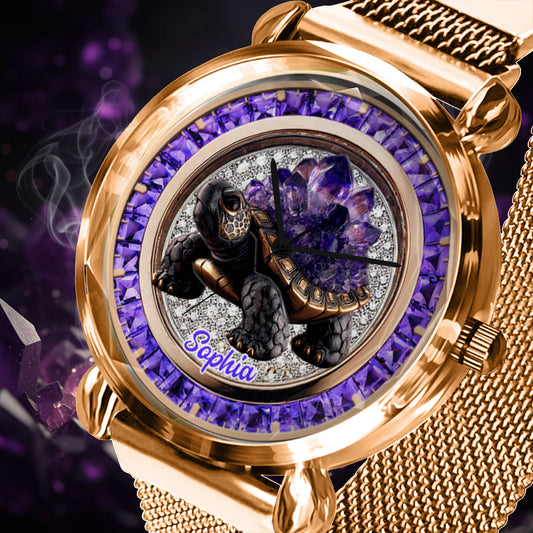 Amethyst/ Rose Quartz/ Ruby/... Style Turtle - Personalized Turtle Women Hand Watch