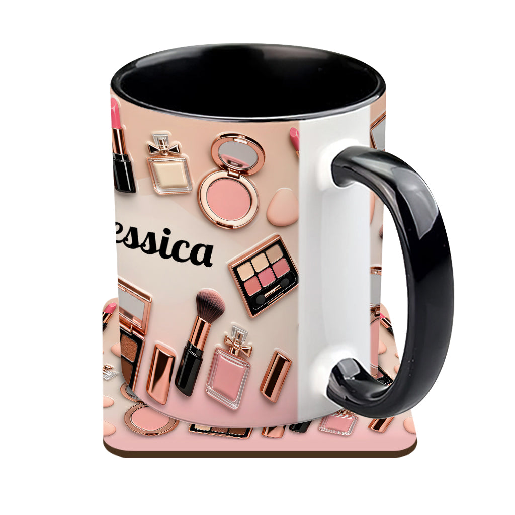 Mug et sous-verre personnalisés « Maquilleuse »