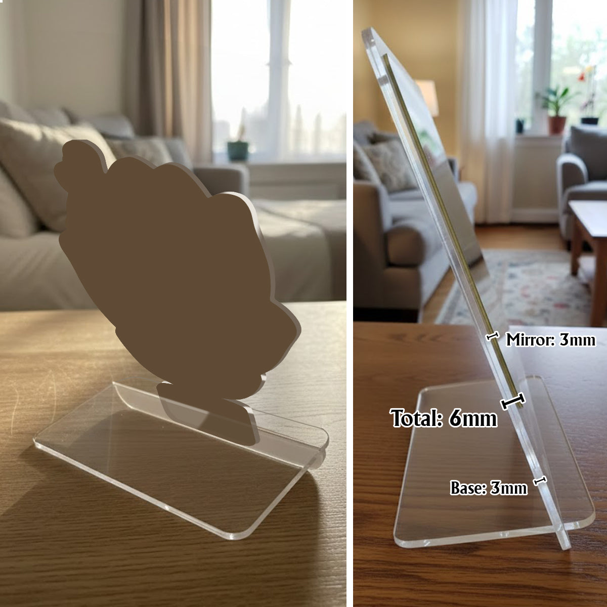 Custom From Photo And Flower - Personalized Self Love Desk Mirror