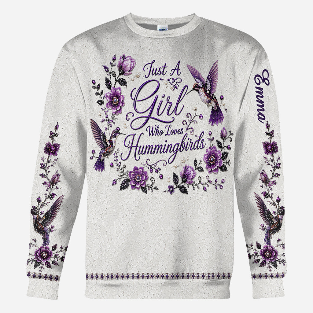 Just A Girl Who Loves Hummingbirds - Personalized Hummingbird All Over Shirt