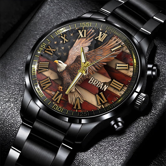 Que Dieu bénisse l'Amérique - Montre-bracelet personnalisée pour la fête de l'Indépendance/le 4 juillet