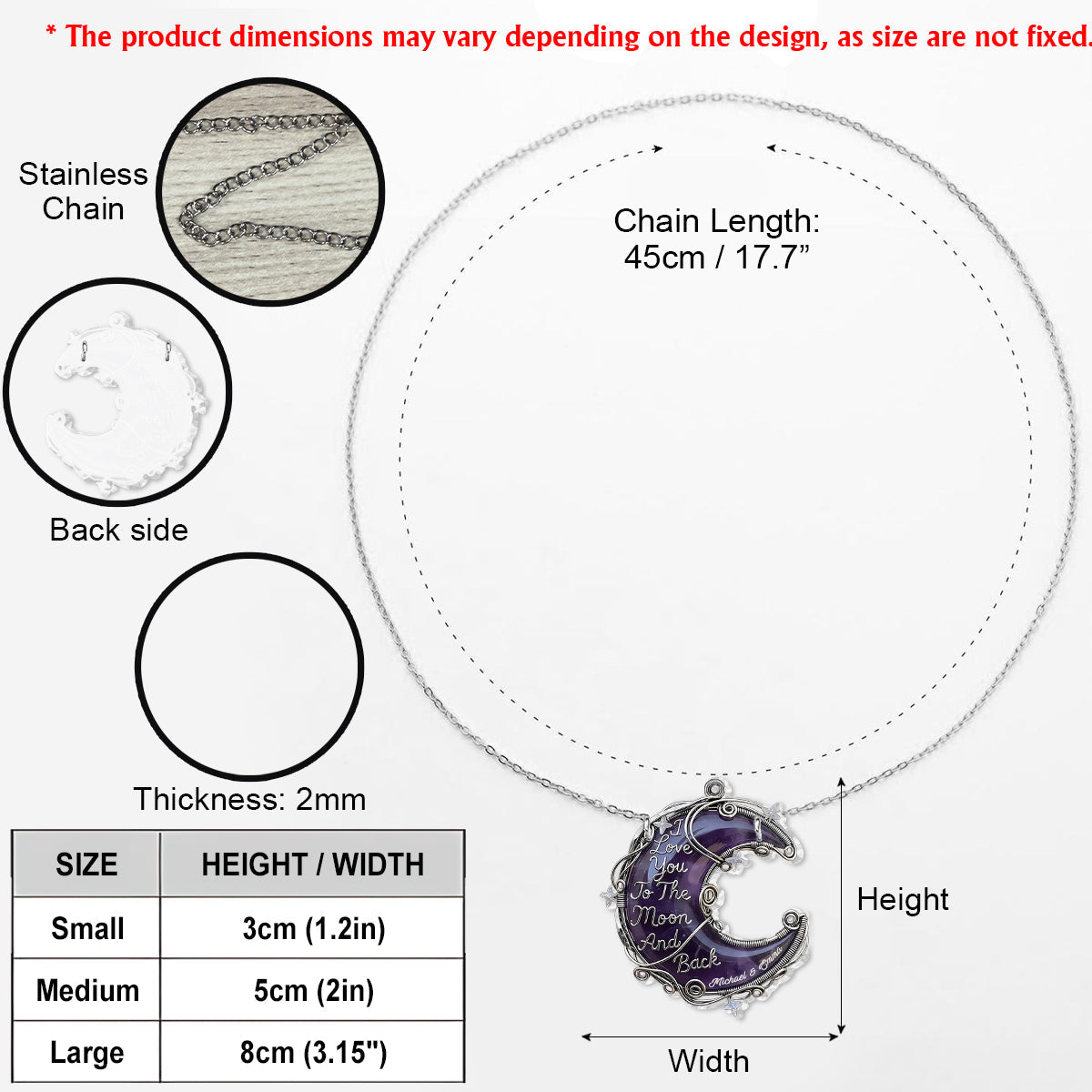 Gift For Her, Valentine Gift, Love You To The Moon - Personalized Couple Custom Shaped Pendant Necklace