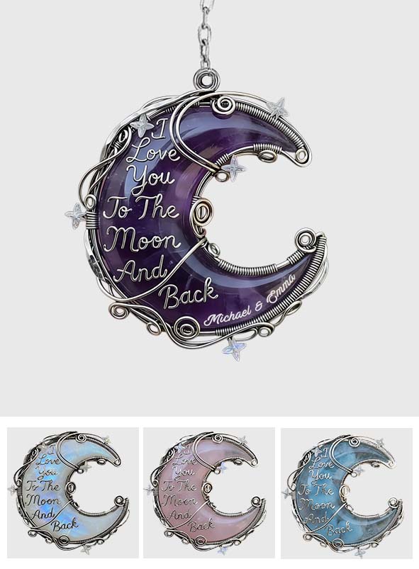 Gift For Her, Valentine Gift, Love You To The Moon - Personalized Couple Custom Shaped Pendant Necklace