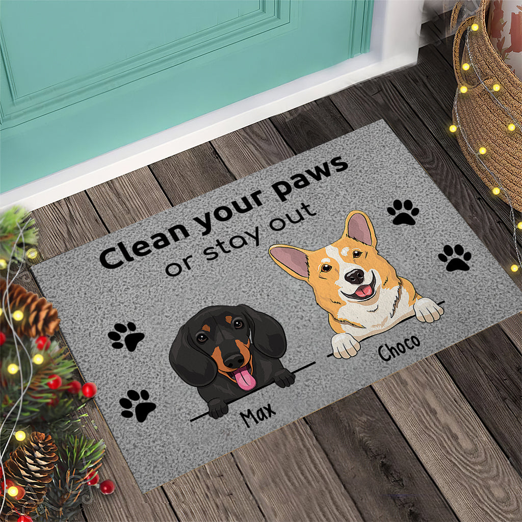 Clean Your Paws Or Stay Out - Personalized Dog Doormat