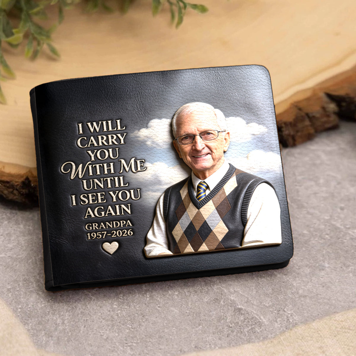 I Will Carry You With Me - Personalized Memorial Leather Wallet