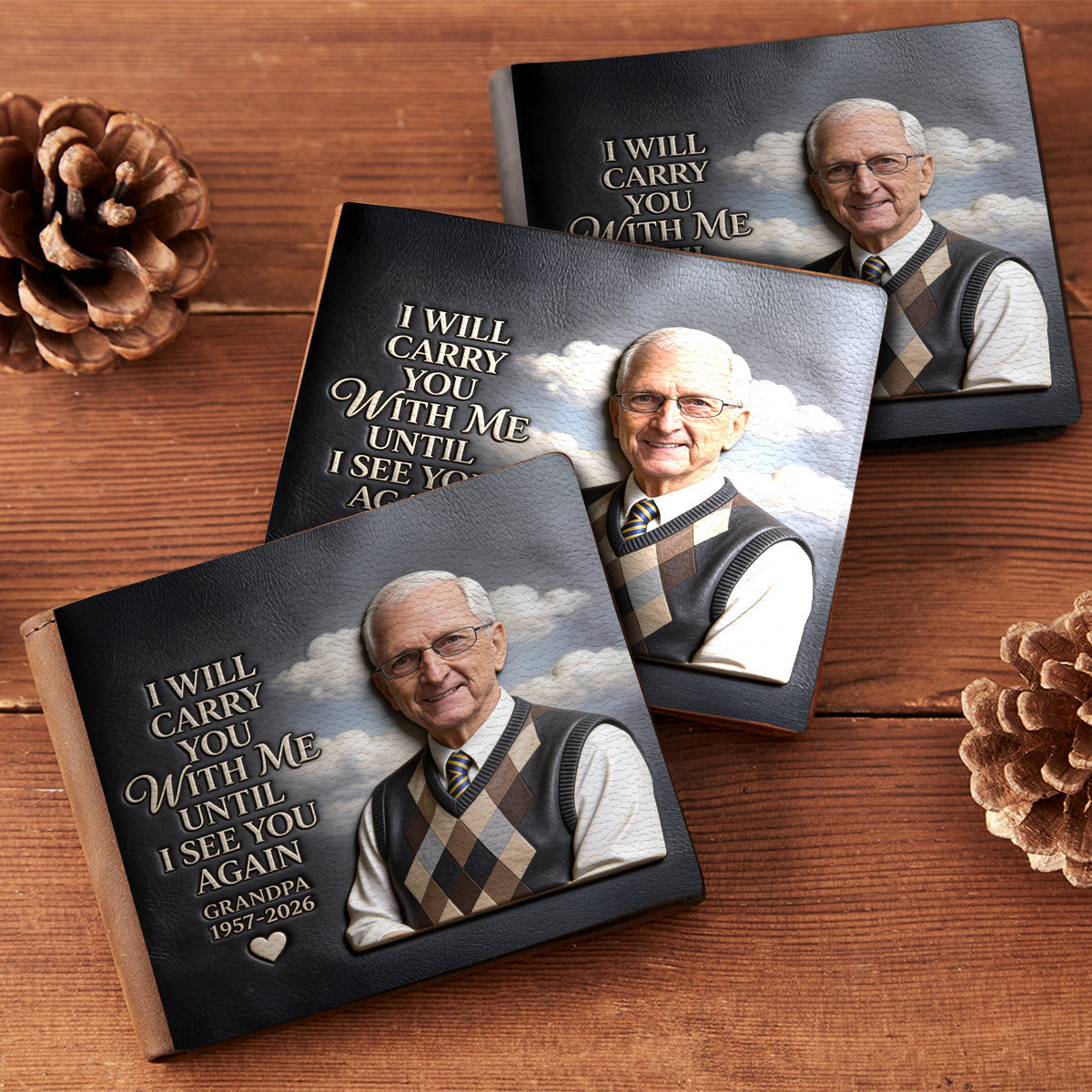 I Will Carry You With Me - Personalized Memorial Leather Wallet