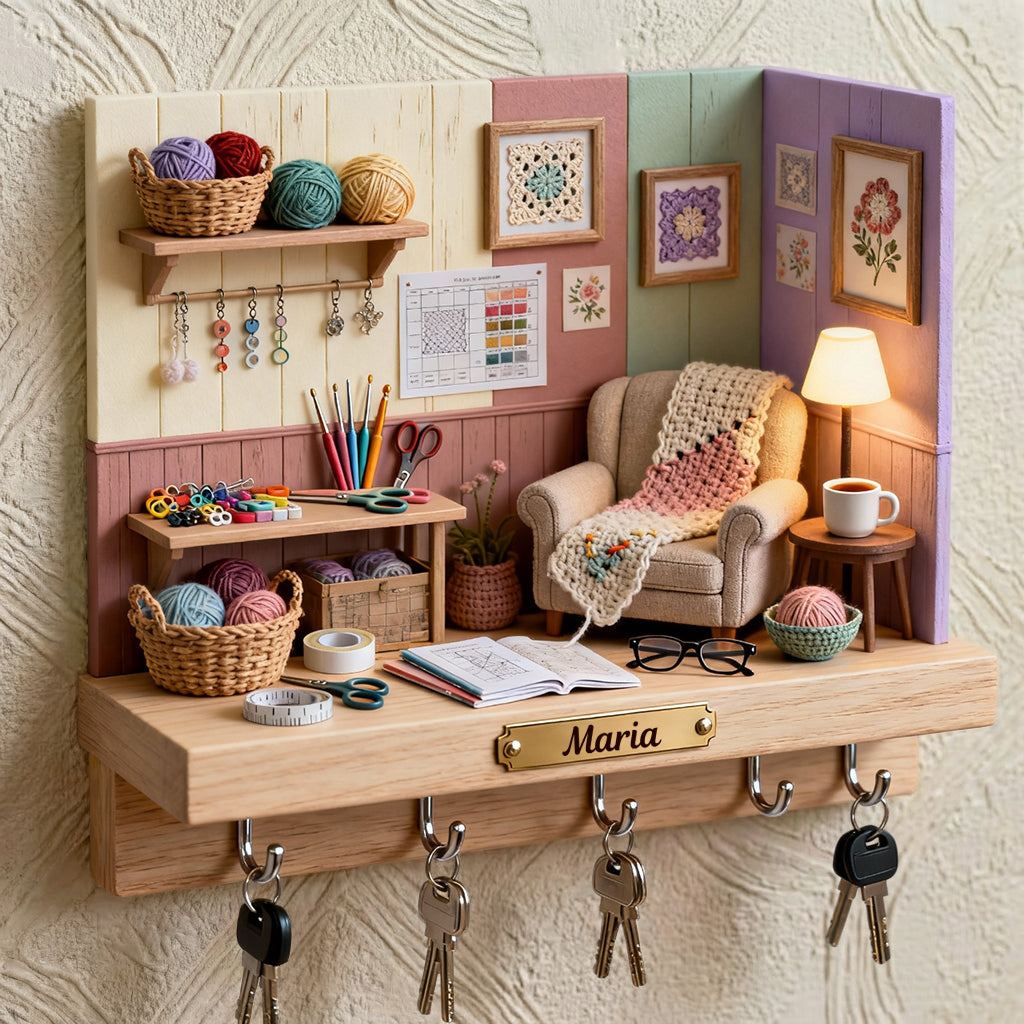 Passionnée de crochet - Présentoir suspendu personnalisé pour crochet sur mesure