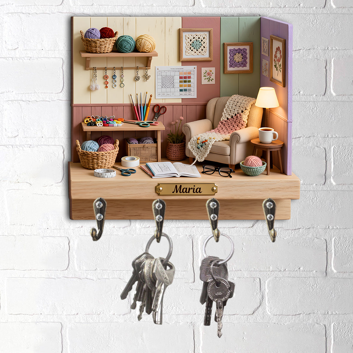 Passionnée de crochet - Présentoir suspendu personnalisé pour crochet sur mesure