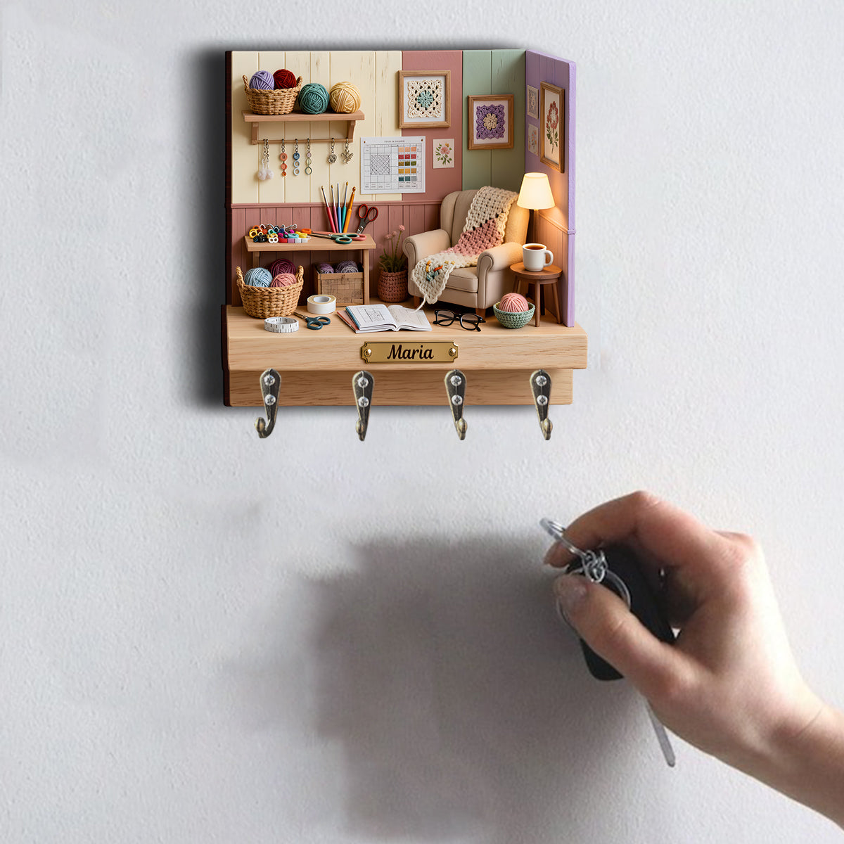 Passionnée de crochet - Présentoir suspendu personnalisé pour crochet sur mesure