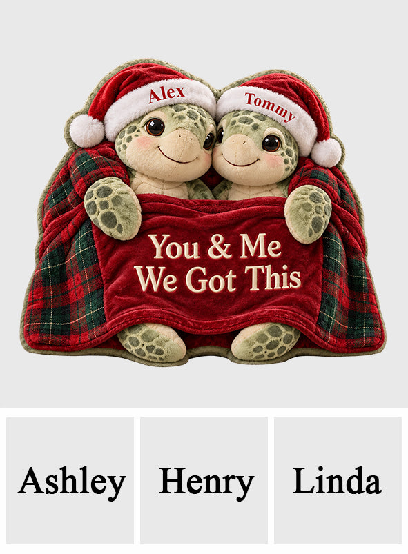 Merry Christmas Turtle Couple - Personalized Turtle Premium Faux Fur Pillow