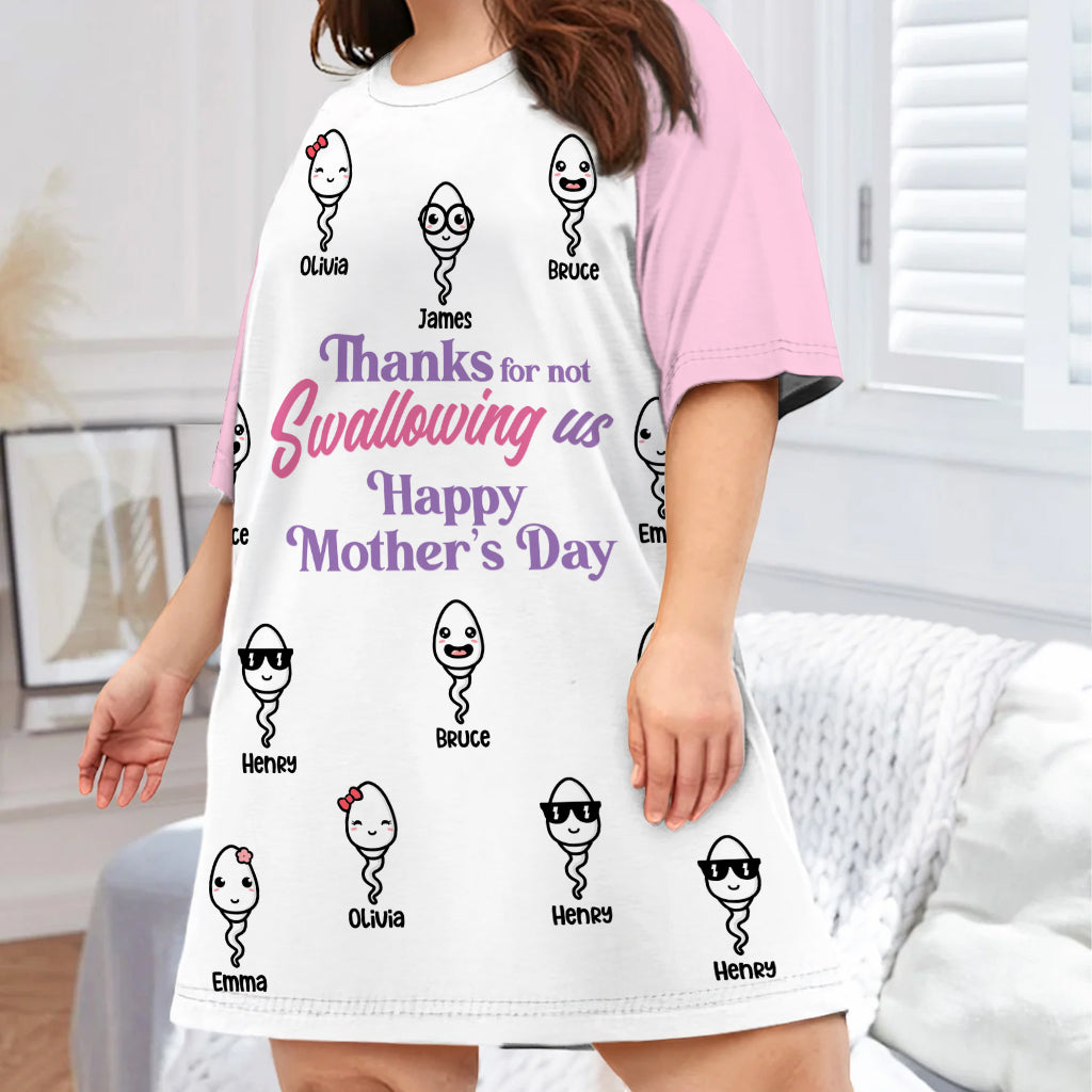 Thanks Mom - Personalized Mother Sleep T-shirt Dress