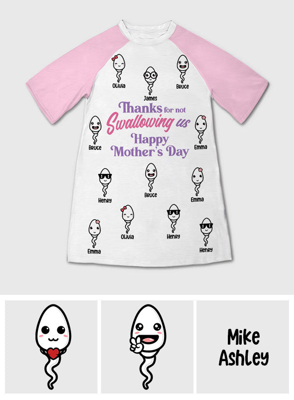 Thanks Mom - Personalized Mother Sleep T-shirt Dress