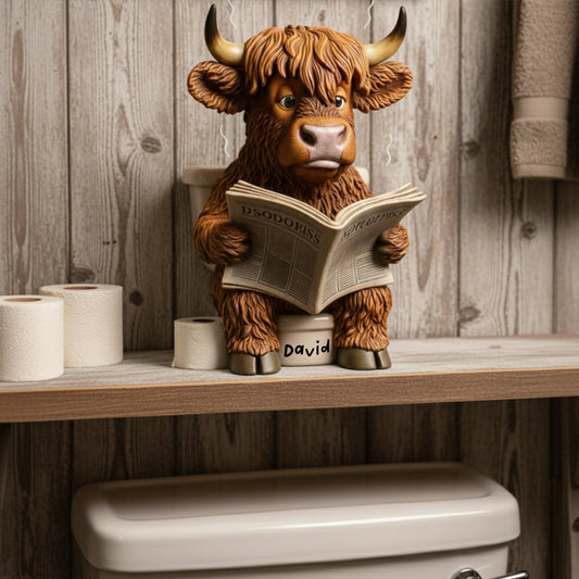 Funny Bathroom Decor - Highland Cow Toilet Bucket - Personalized Highland Cow Custom Shaped Acrylic Plaque