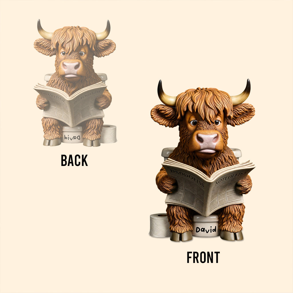 Décoration de salle de bain amusante - Seau de toilette vache des Highlands - Plaque acrylique personnalisée en forme de vache des Highlands