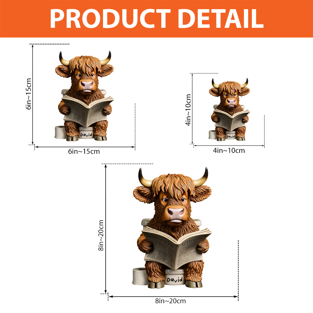 Décoration de salle de bain amusante - Seau de toilette vache des Highlands - Plaque acrylique personnalisée en forme de vache des Highlands