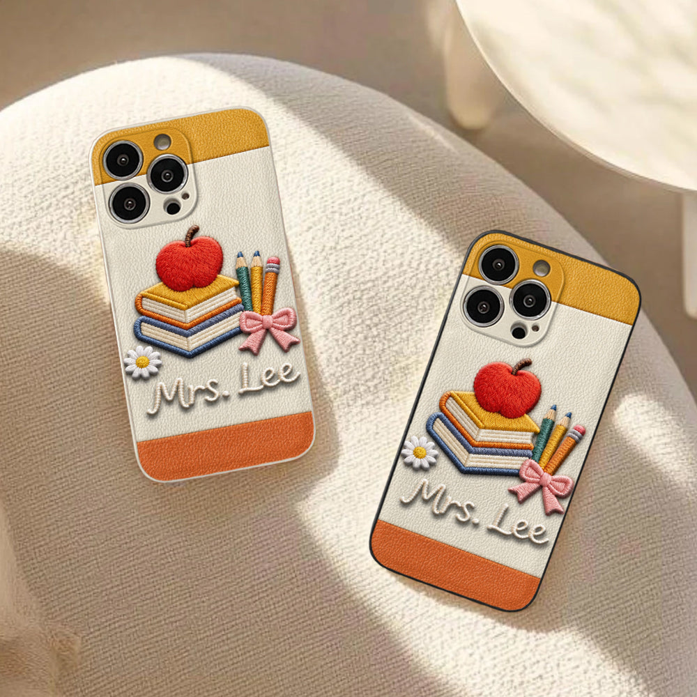 Teacher Gifts - Personalized Teacher 3D Embossed Leather Phone Case