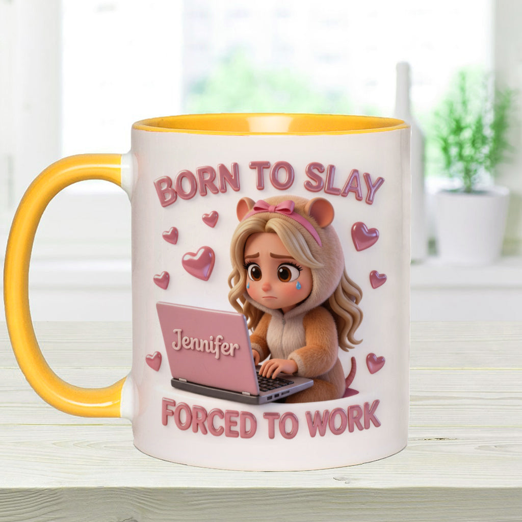 Né pour briller, obligé de travailler - Mug personnalisé pour collègues