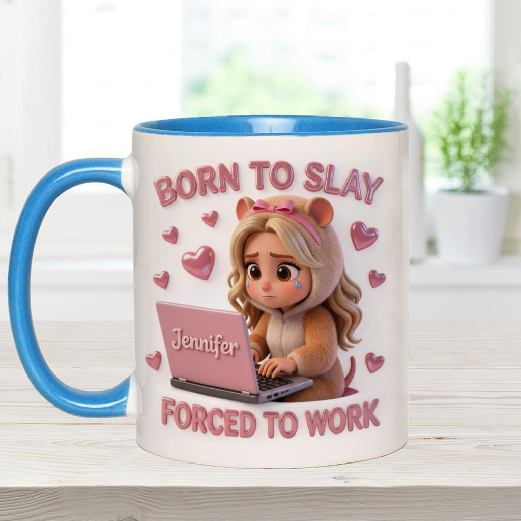 Né pour briller, obligé de travailler - Mug personnalisé pour collègues