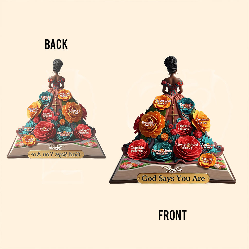 Dieu dit que tu es - Plaque acrylique personnalisée de forme afro-américaine