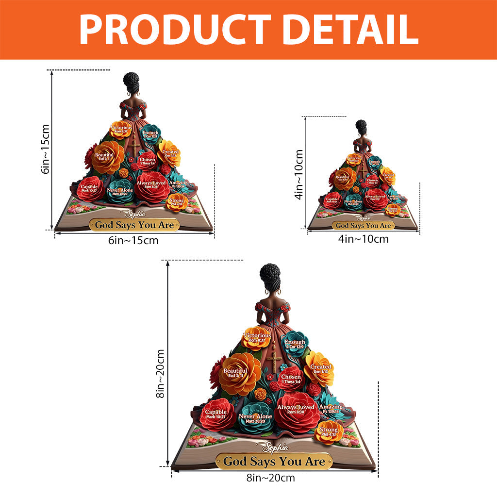 Dieu dit que tu es - Plaque acrylique personnalisée de forme afro-américaine