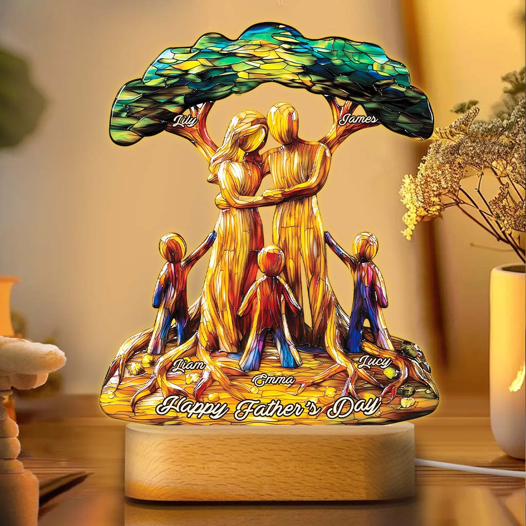 Tu es notre monde - Plaque lumineuse personnalisée en forme de père