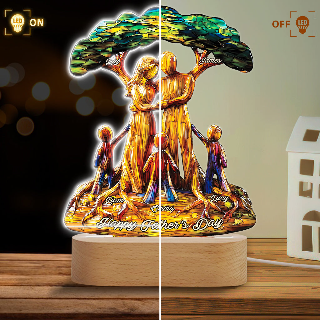 Tu es notre monde - Plaque lumineuse personnalisée en forme de père