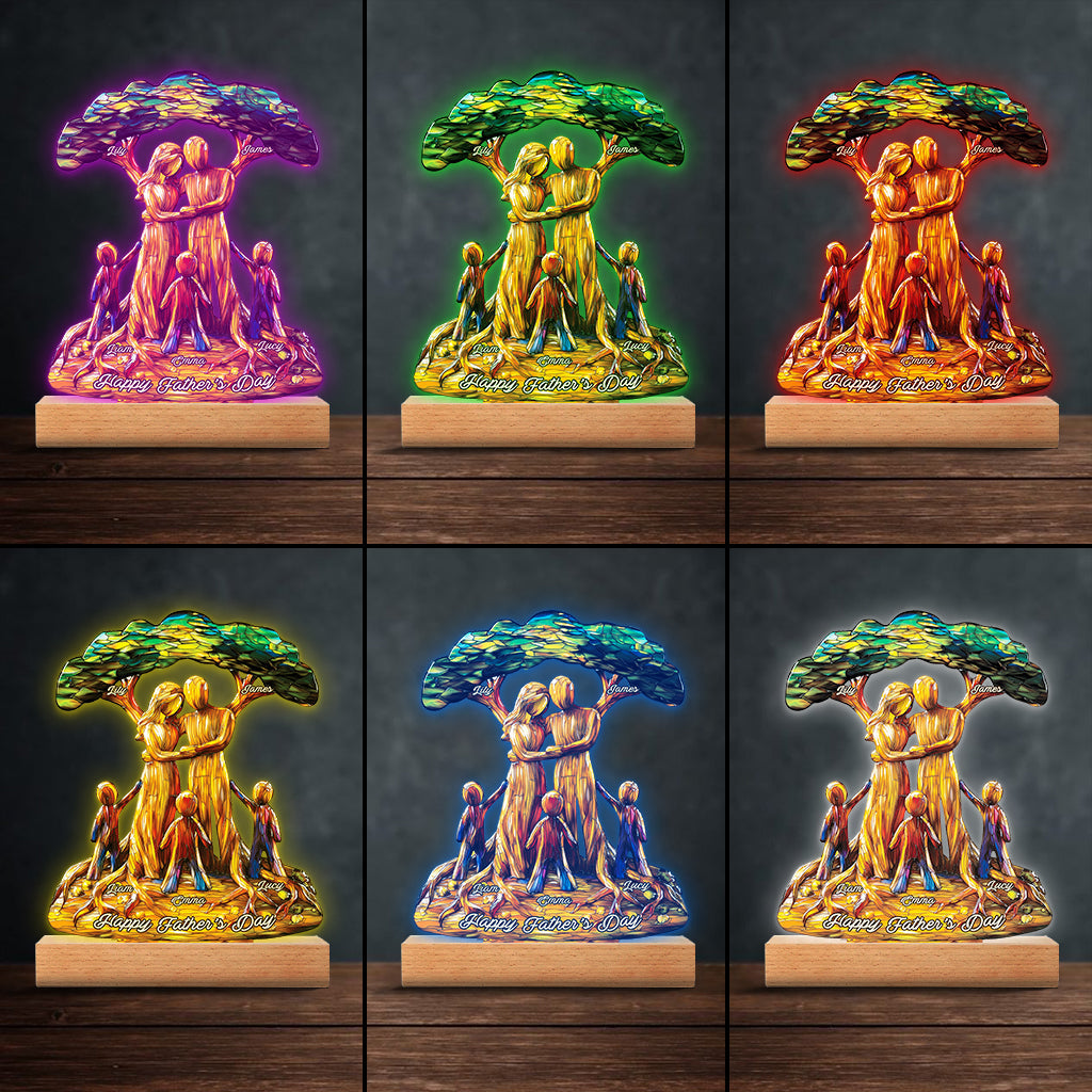 Tu es notre monde - Plaque lumineuse personnalisée en forme de père