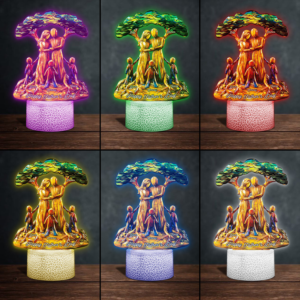 Tu es notre monde - Plaque lumineuse personnalisée en forme de père