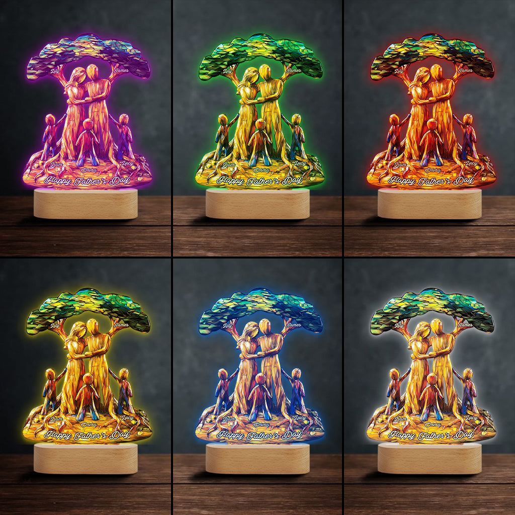 Tu es notre monde - Plaque lumineuse personnalisée en forme de père