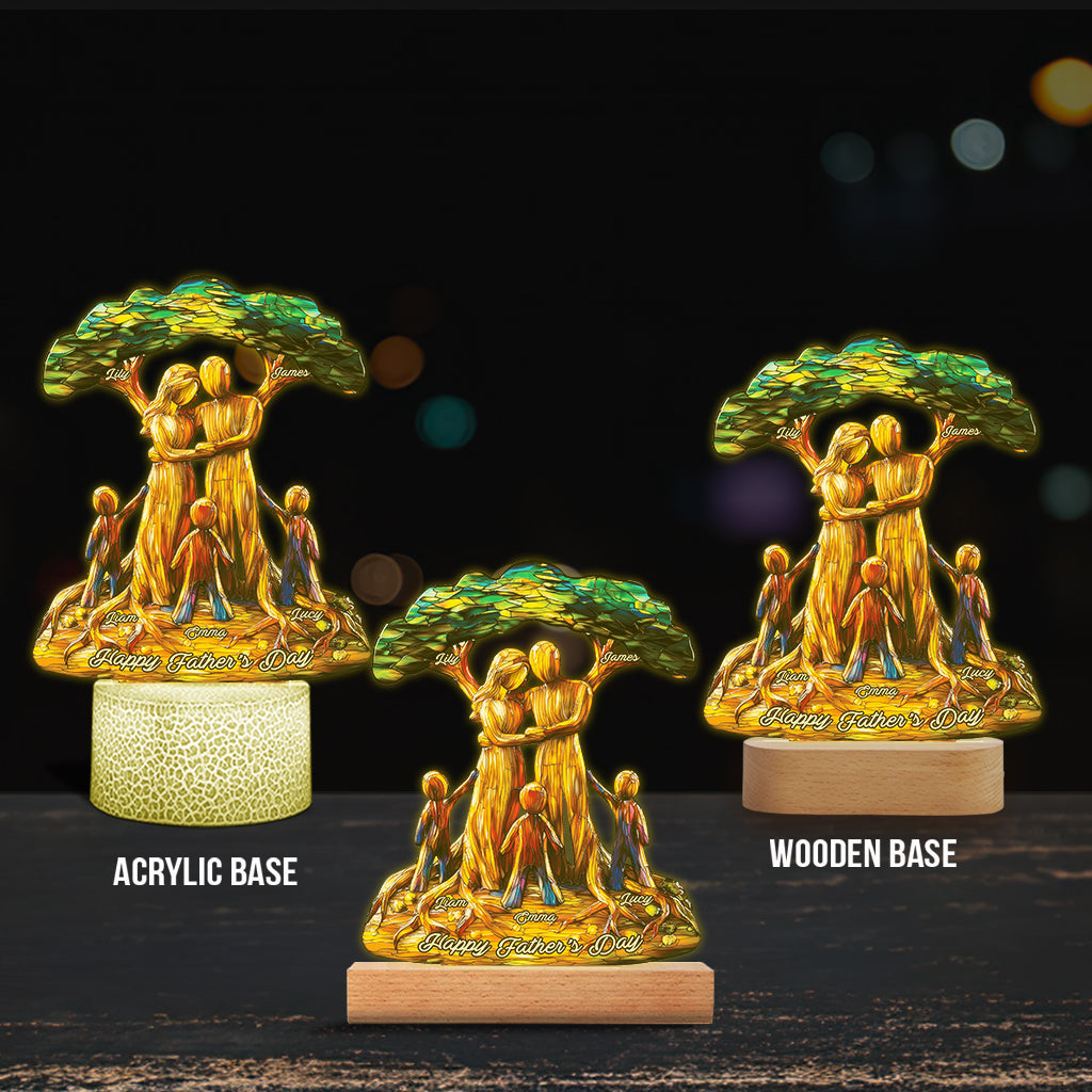 Tu es notre monde - Plaque lumineuse personnalisée en forme de père