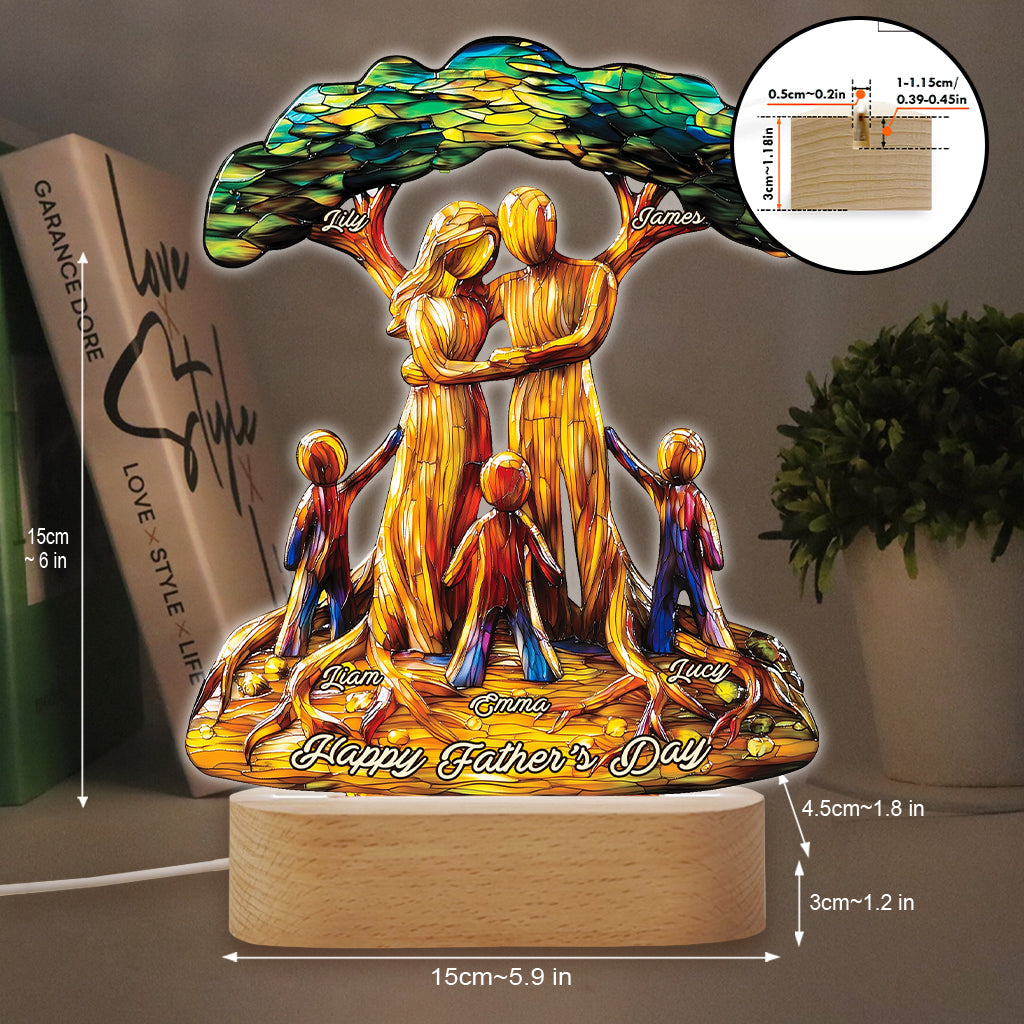 Tu es notre monde - Plaque lumineuse personnalisée en forme de père